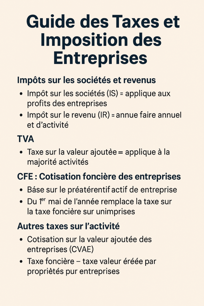 infographie des taxes entreprise